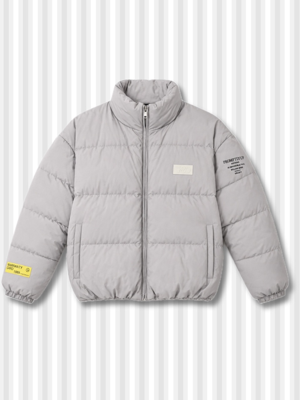 Gray Cropped Puffer Jacket Womens S Oversized Drawstring Streetwear Bubble Coat